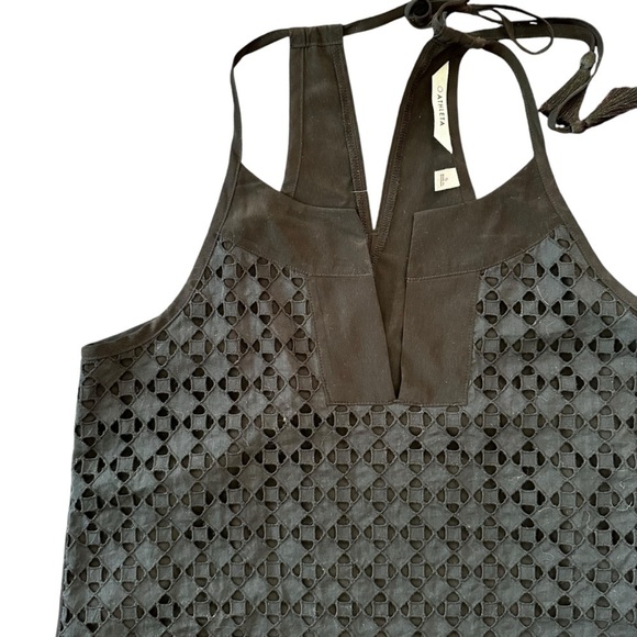 Athleta Eyelet Dunes Keyhole Tie Racerback Tank Black size S - Picture 4 of 7